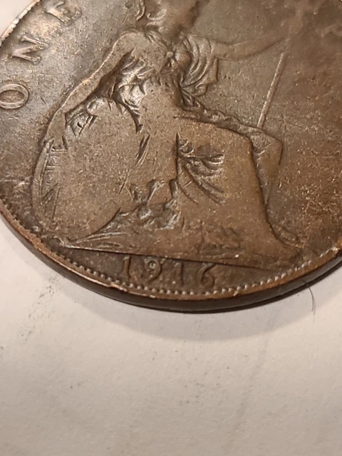 1916 British 1 Penny - Good Condition & RARE Piece of UK History!!!