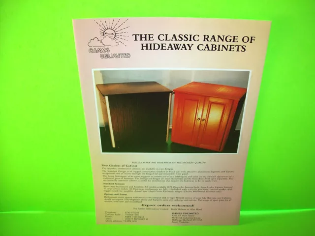 Games Unlimited CLASSIC HIDEAWAY ROWE Jukebox Phonograph Original NOS Sale Flyer
