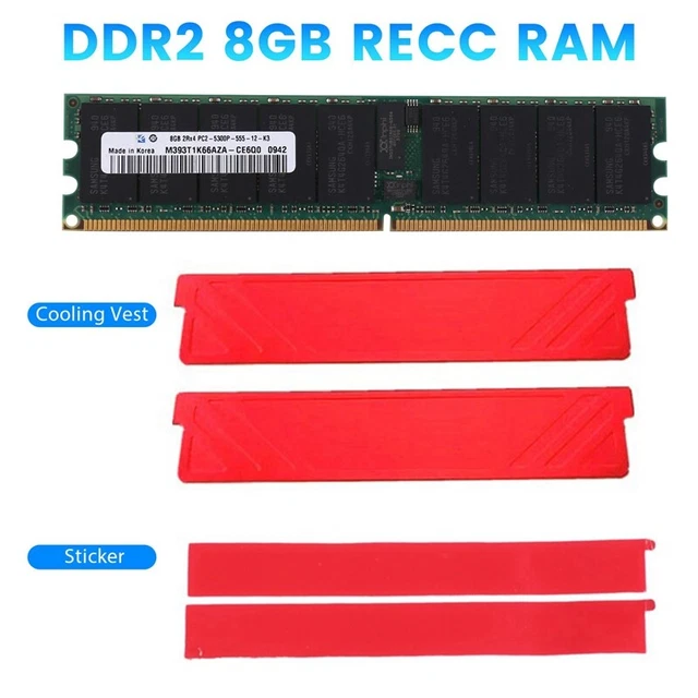 DDR2 8GB 667Mhz RECC RAM Memory+Cooling Vest PC2 5300P 2RX4 REG ECC Server  C3E5