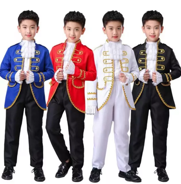 Renaissance Medieval Kids Prince King Cosplay Costume Noble Retro Princess Dress