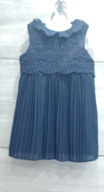 mamas and papas Navy Blue Baby Dress 6 - 9 Months - Pleated Skirt Area