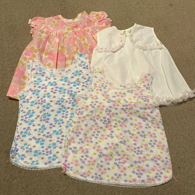 Abito bambino vintage anni '70 rosa/floreale X 4 6-12 m Rob Roy