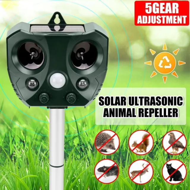 Solar Ultrasonic Bird Repeller Pest & Animal Motion Sensor Repellent Waterproof