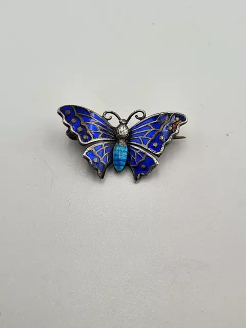 Antique Charles Horner Silver Enamel Butterfly Brooch