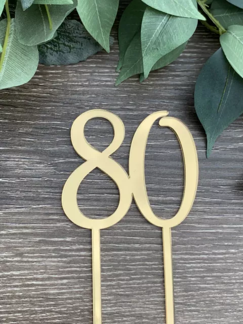 80,80th, Eighty, Birthday Cake Topper, Anniversary Topper, Mirror, ACRYLIC,