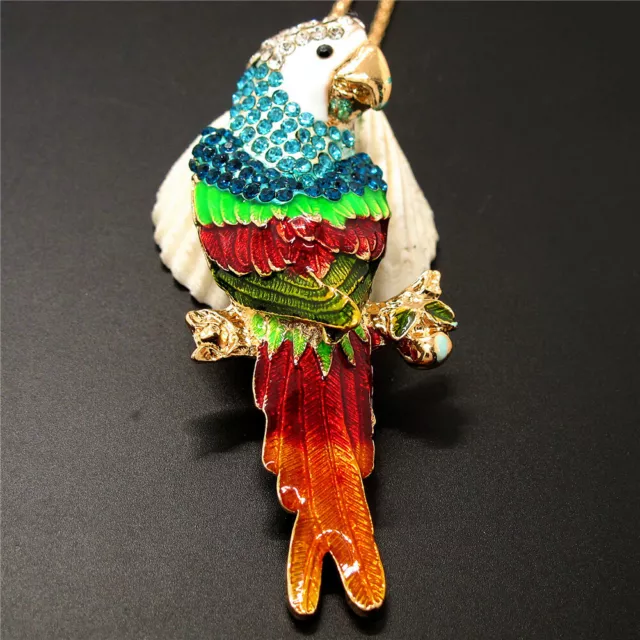 New Colorful Enamel Crystal Cute Parrot Animal Pendant  Betsey Johnson  Necklace