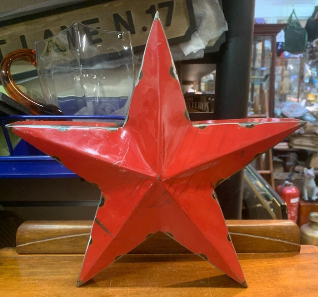 3D Handarbeit Metall Industrie Rot Retro Rustikal Shabby Chic Hängestern SU174