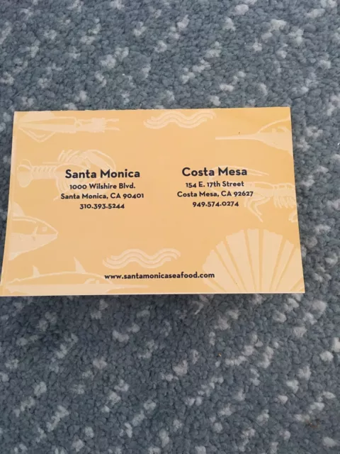 SANTA MONICA SEAFOOD Gift Card $30 $26.00 - PicClick