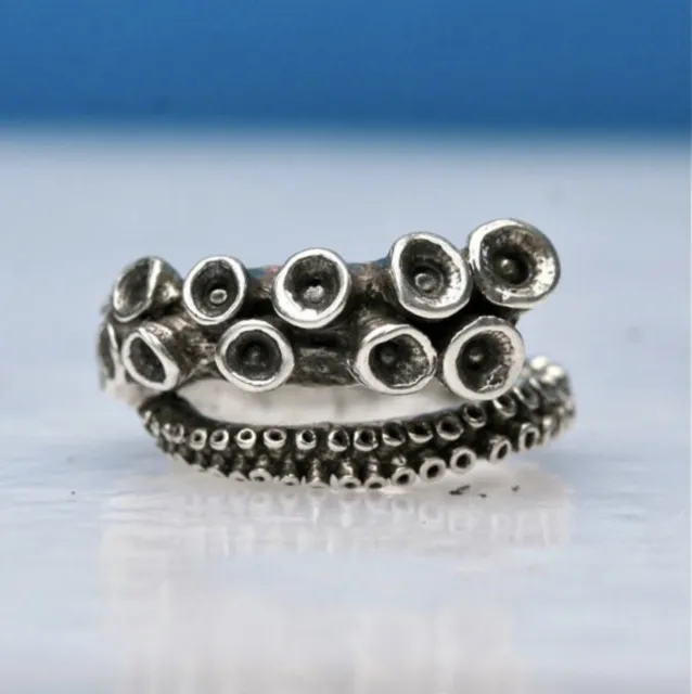 Octopus Tentacle ring Adjustable Size Made In Sterling Silver Handmade In USA