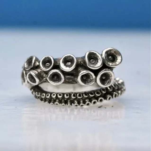 Octopus Tentacle ring Adjustable Size Made In Sterling Silver Handmade In USA
