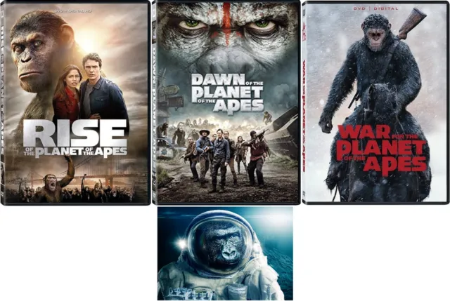 Planet Of The Apes Trilogy Rise / Dawn / War 3 DVD Set + Glossy Print Movie Art