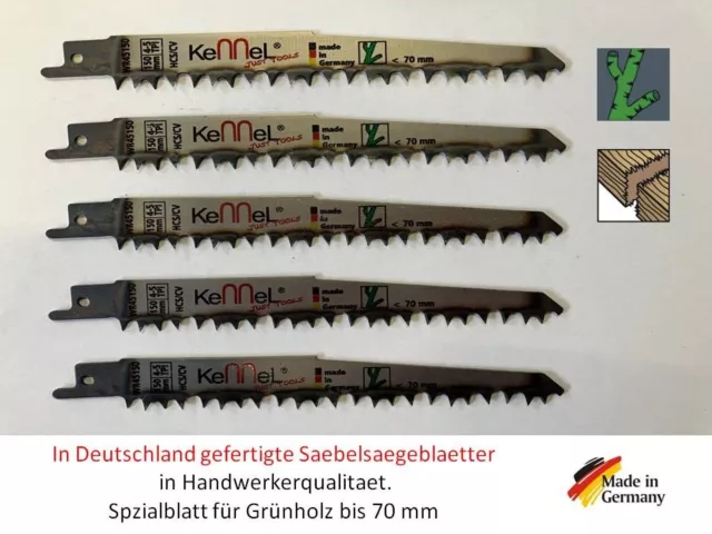 5 x HCS Sägeblatt für Tigersäge Säbelsäge Säbelsägeblätter für Grünholz Holz