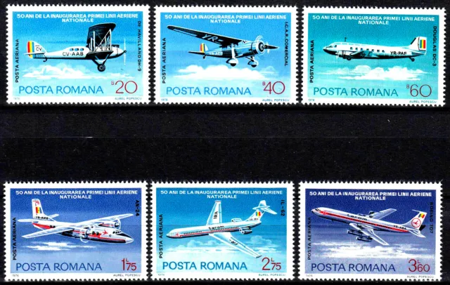 Rumänien postfrisch MNH Flugzeuge Luftfahrt Passagierflugzeug Jahrgang 1976 / 7