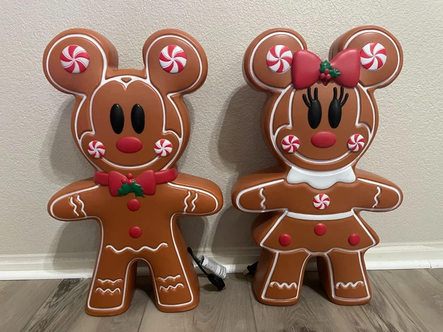 2023 Mickey And Minnie Gingerbread Blow Mold LED For Outdoor Use - 24” Tall