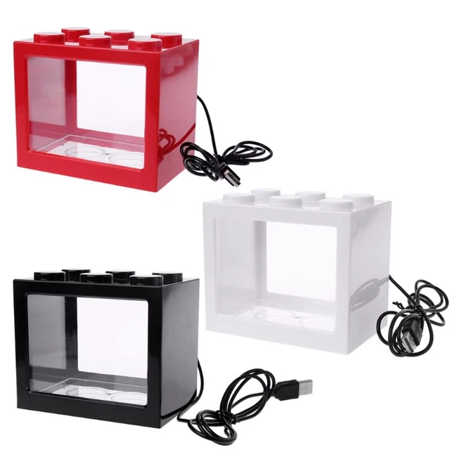 USB Mini Aquarium Fish Tank with LED Lamp Light Betta Fish Fighting Cylinder Fis 3