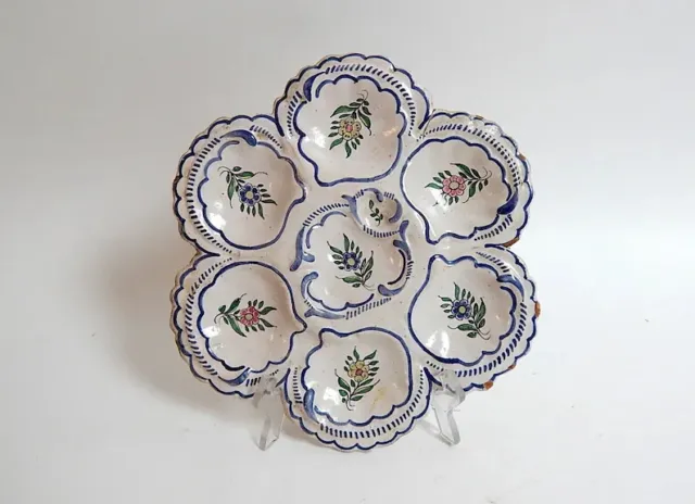French Antique Pourquier-Beau "Quimper" Oyster Plate Handpainted