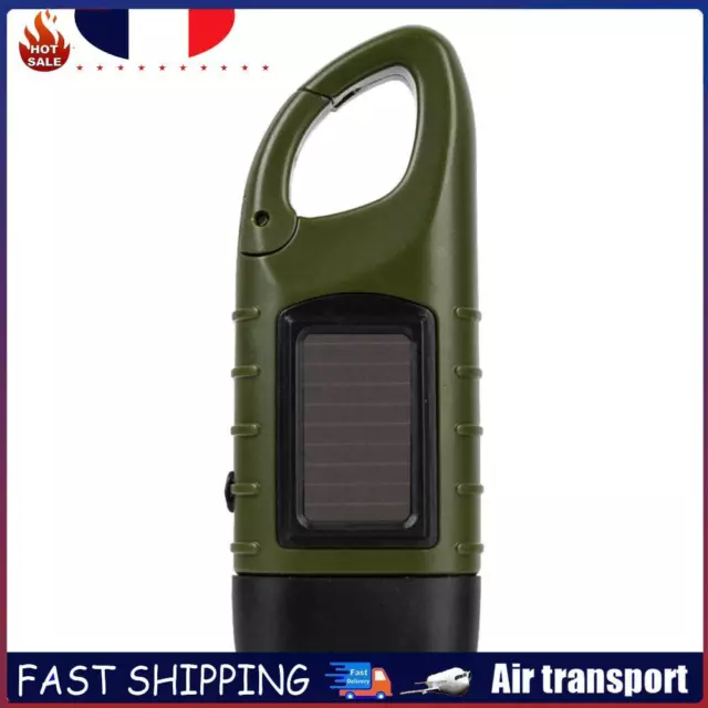 Hand Crank Solar Dynamo Torch Lamp Outdoor Emergency LED Flashlight (Green FR