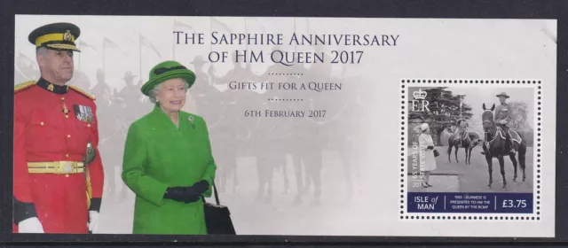 ISLE OF MAN 2017 QEII Sapphire Anniversary Miniature Sheet MNH