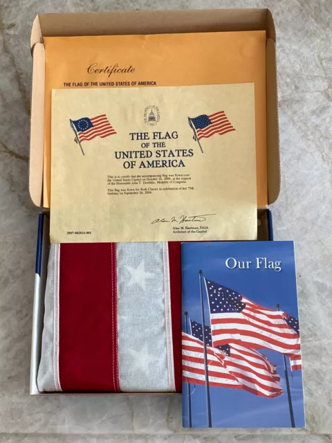 American Flag with COA Certificate, 3 ft x 5 ft,  Flown Over the U.S. Capitol