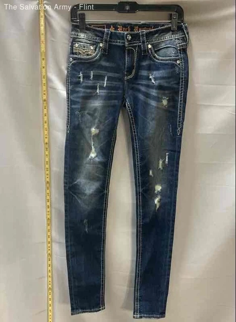 ROCK REVIVAL WOMENS Blue Sherry Coin Pocket Denim Skinny Leg Jeans