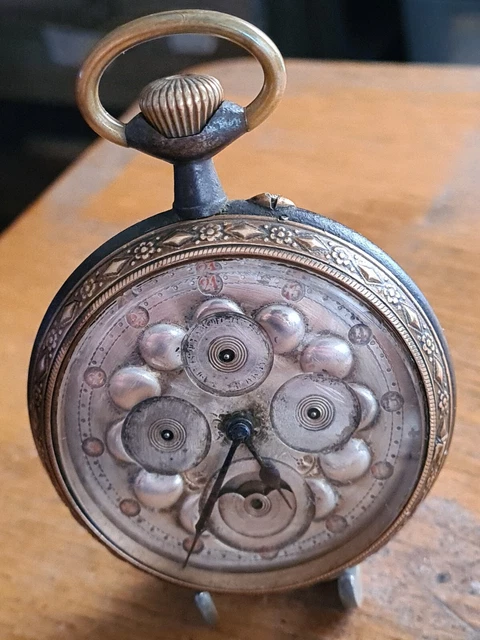 Montre Gousset Ancienne - Mouvement Mécanique Manuel - Boîtier Argenté - NE FONCTIONNE PAS - Pour Collection
