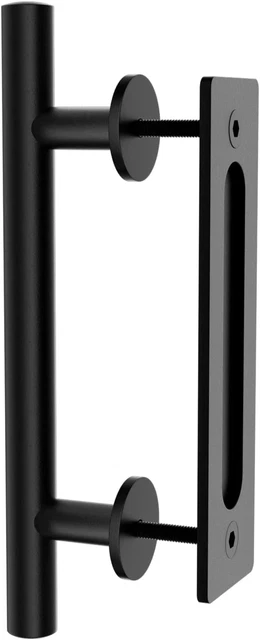 HAHAEMALL Black Steel 12 Inch Heavy Duty Sliding Barn Door Hardware Handle, Pull