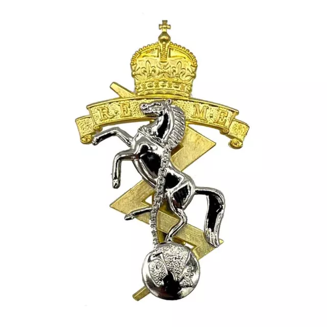 REME Beret Cap Badge with Kings Tudor Crown (Brass Metal)