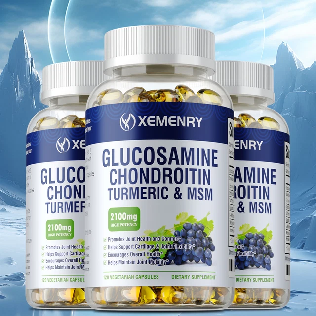 Triple Strength Glucosamine Chondroitin With Turmeric & MSM - 2100mg Joint Support For Pain Relief & Inflammation (30-120 Capsules)