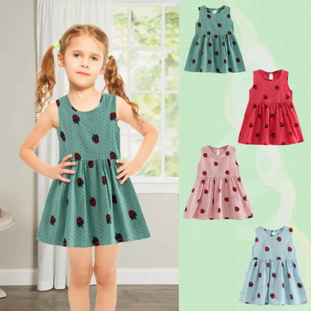 Summer Toddler Kids Baby Girls Strawberry Printed Dress Casual Sundress Dresses
