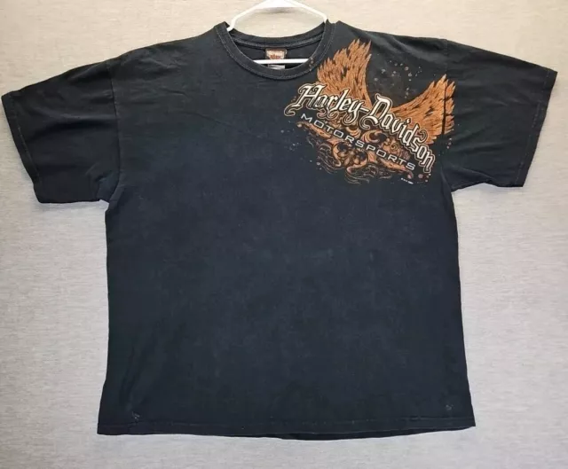 Y2K 2009 Harley Davidson Motorcycles Tshirt Sz 2XL Black HD Motorsports Wings