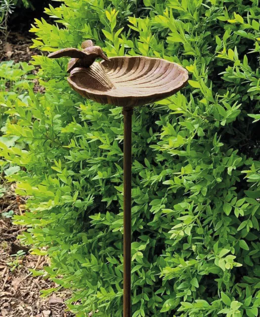 Vogeltränke Gartenstecker Rost Vogelbad Futterschale Gusseisen Antik-Stil