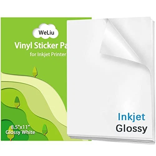PRINTABLE VINYL STICKER Paper for Inkjet Printer Glossy White 21