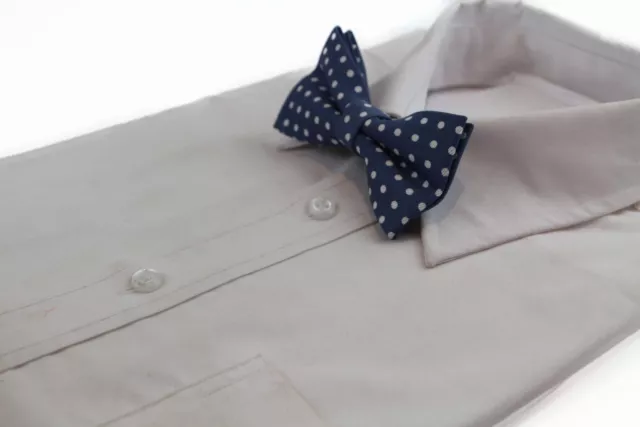 MENS BLUE GREY & White Cord Polka Dot Patterned Bow Tie $7.12 - PicClick