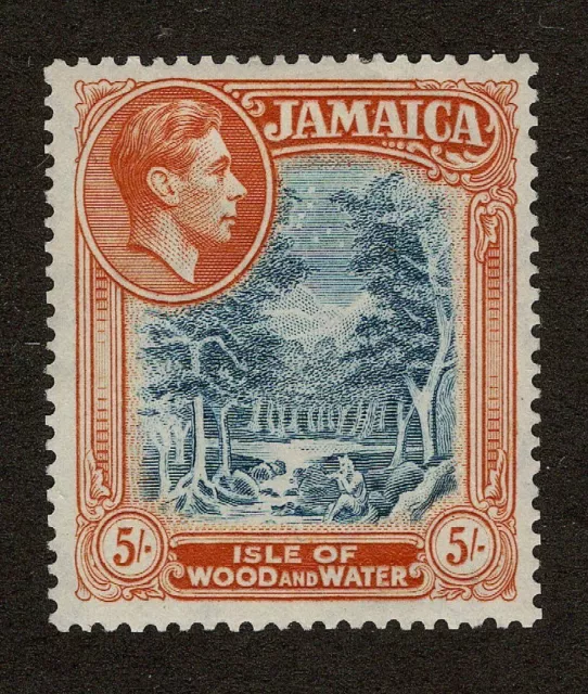 JAMAICA 1938 KGVI Definitives 5s Slate-Blue & Yellow-Orange SG132 MVLH CV£20 [2]