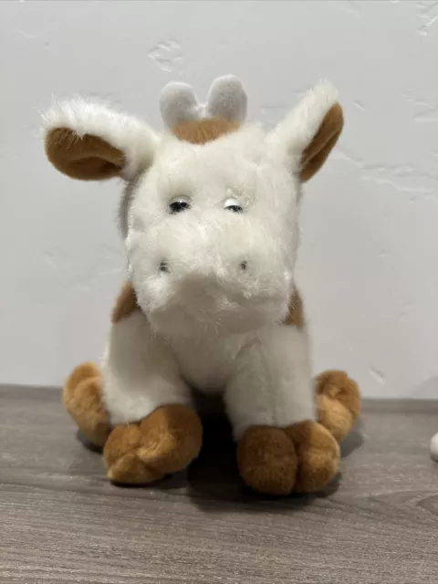 Vintage Fiesta White Cow Plush Brown Feet Spots 10" Stuffed Animal Sits Horns