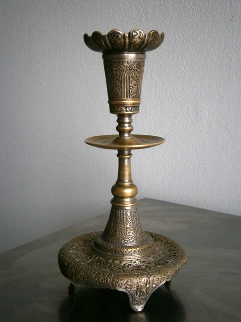 BOUGEOIR ANCIEN PETIT Poisson bronze 19ème siècle Antique candlestick EUR 80,00 - FR