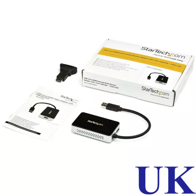 StarTech.com USB 3.0 to HDMI Multi-Monitor Adapter w/ 1-Port USB Hub – 1920x1200