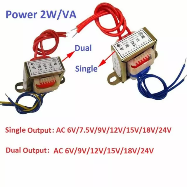 220V to AC9V Transformateur 5W 220V à 6V / 9V / 12V / 15V / 18V