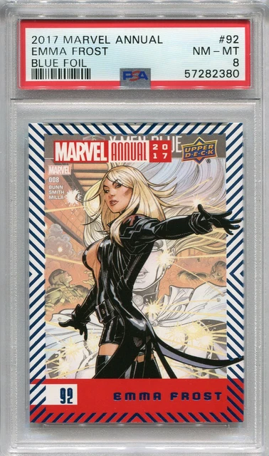 2017 UD Marvel Annual Blue Foil Insert #92 Emma Frost PSA 8 POP 1 None Higher