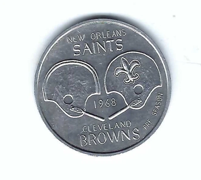 Vintage 1968 NEW ORLEANS SAINTS CLEVELAND BROWNS PROGRAM FOOTBALL COIN TOKEN JAX