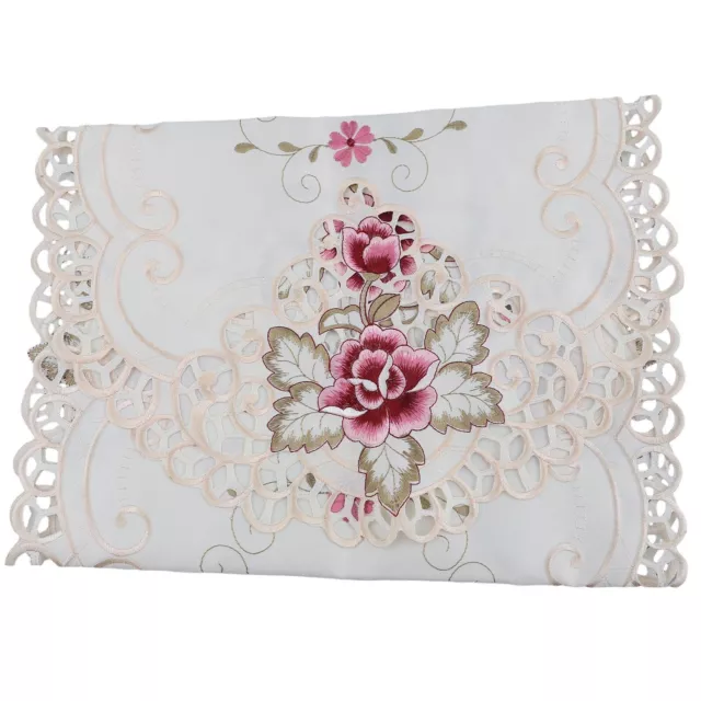 Nappe ovale romantique en dentelle blanche petite housse de table avec fleurs br 3