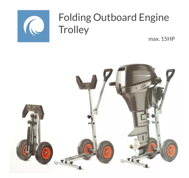 Folding Outboard Engine Trolley, Motor Stand for Boat / RIB upto 15HP, 30Kg.