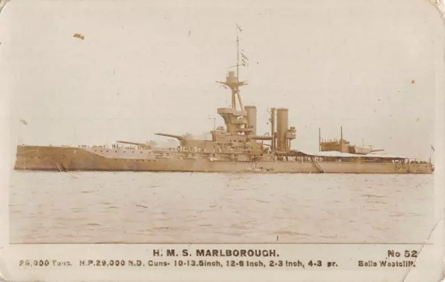 POSTCARD SHIPS  HMS  " MARLBOROUGH "   c 1919