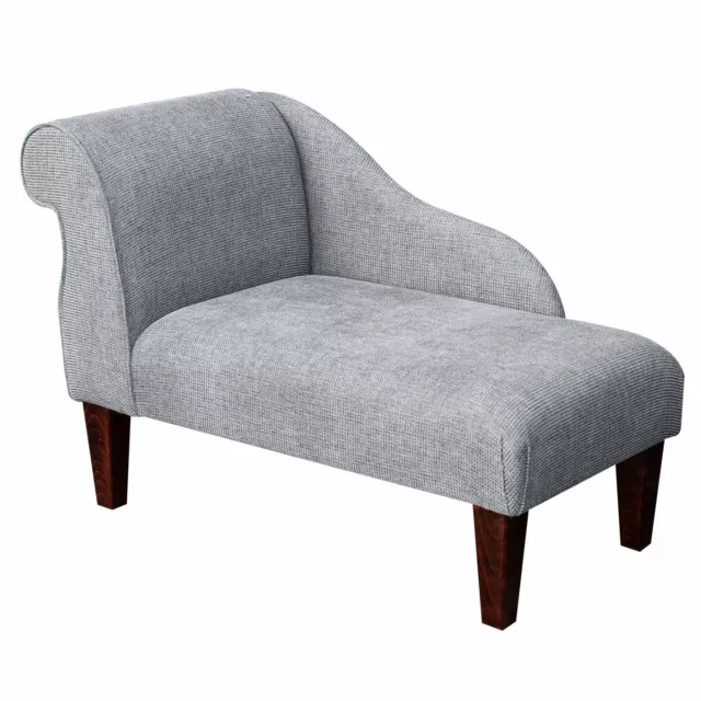 Grey Small Chaise Longue Sofa Accent Textured Chair Lounge Luxury Handmade