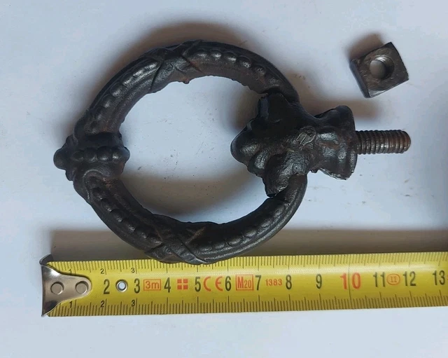 Poignée De Porte Ancienne En Fonte Décorée – 22,2 Cm – Bon état – Modèle CF N°6