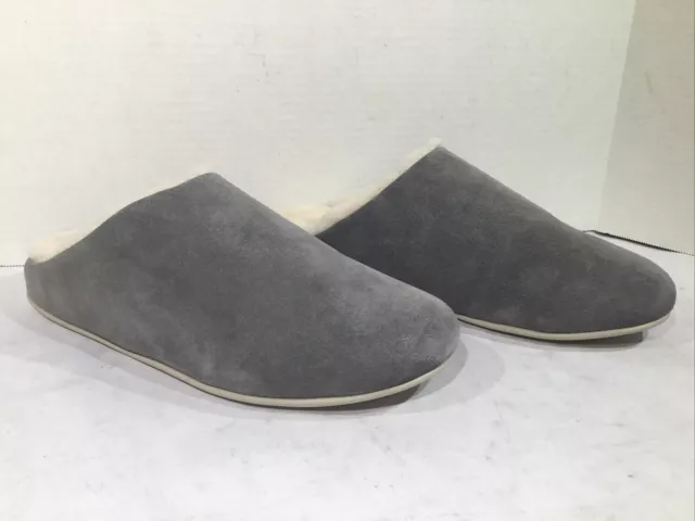 Fitflop Women’s Size 9 Chrissie Shearling Grey Suede Slippers Mules C23-77