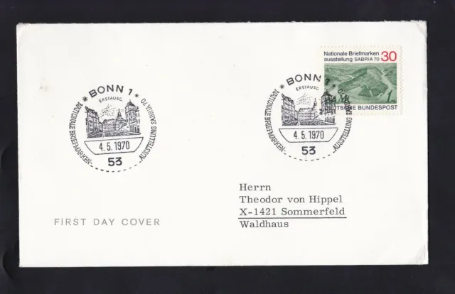 Briefmarken BRD 1970 " Nationale Briefmarkenausstellung " FDC