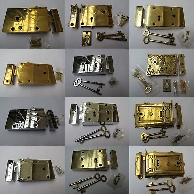 SOLID BRASS CONSTRUCTION -old vintage retro Victorian style rim door latch locks