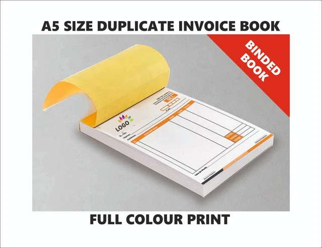 Personalised A5 Invoice Book - NCR Duplicate Receipt Pad, Custom Printed