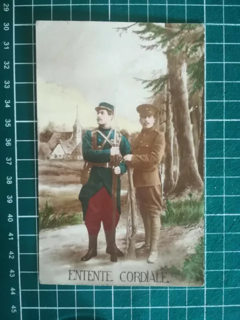 SL135 CPA circa 1914 WW1 Patriotique - Soldats alliés unis contre les Allemands